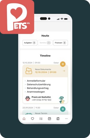 Impression des Reiters Timeline in der petsXL App.